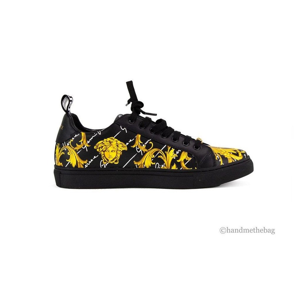 NEW Versace Mens Low Top Leather Vitello St. Barocco Print Sneaker Shoes Size 9 - Picture 5 of 10